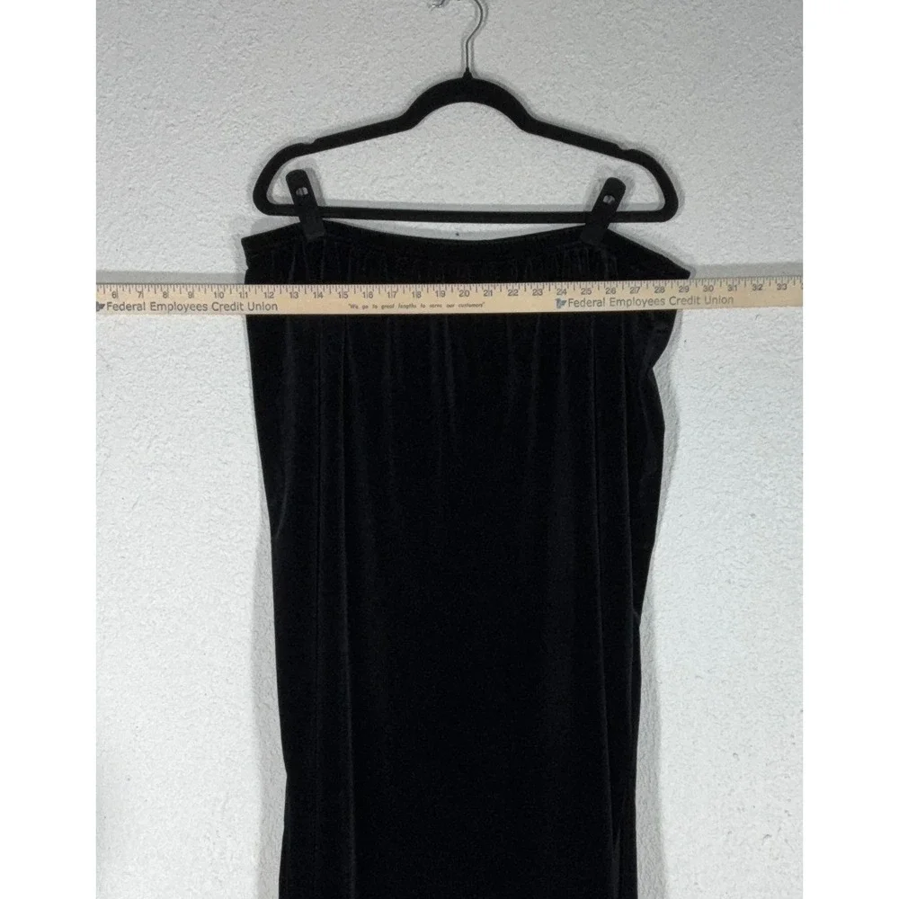 Notations Black Velvet Midi Skirt - 1X- Elastic Waist Stretch Evening Holiday